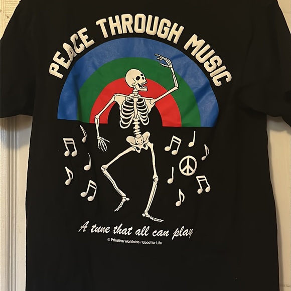 Primitive “Peace through music” Black T-Shirt - Picture 2 of 3